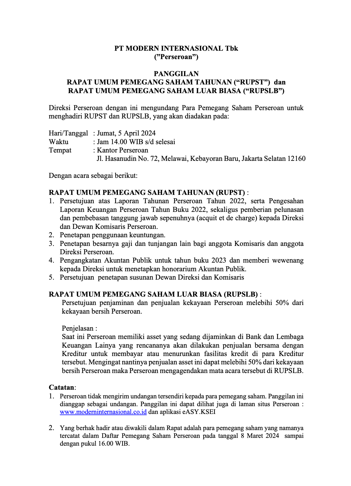 Panggilan 1 Revisi 2024